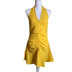 Cider Backless Ruched Yellow Dress Size Medium